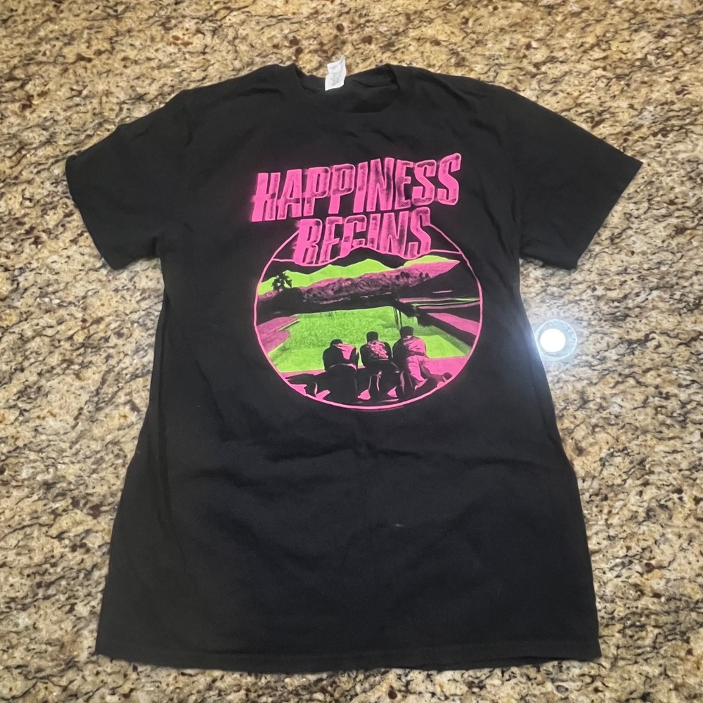Jonas‎ Brothers Happiness Begins Tour T-Shirt Black Neon Pink Green Medium